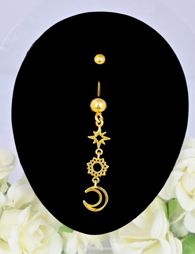 18k Gold Plated Crescent Moon Belly Button Ring