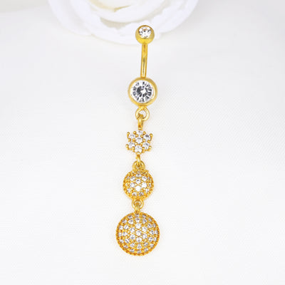 Crystal Gems Double Round Belly Button Ring