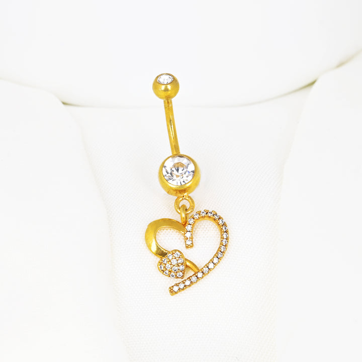 CZ Diamond Heart Belly Ring Piercing Navel Ring