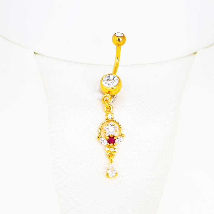 Ruby Gems Star Dangle Belly Button Ring