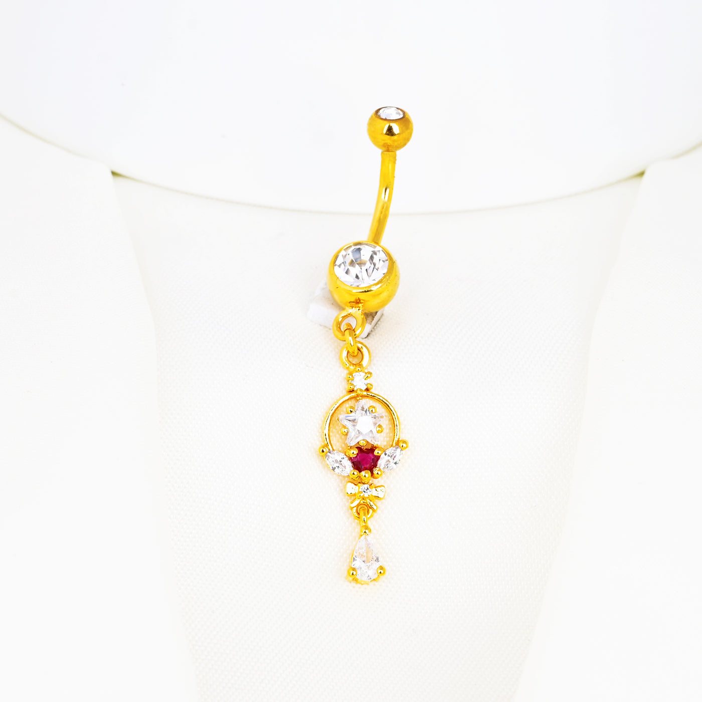 Ruby Gems Star Dangle Belly Button Ring