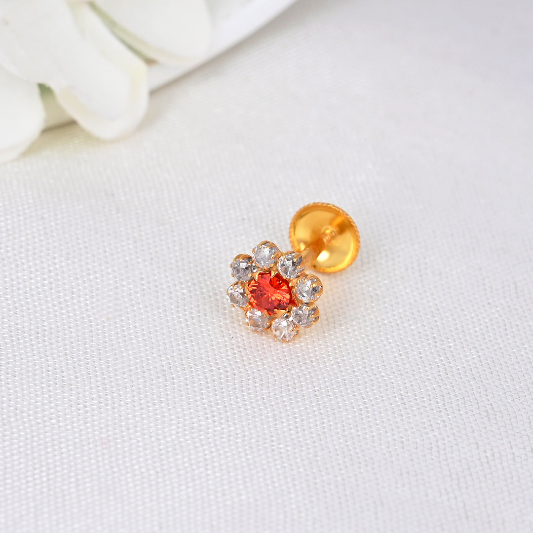 5mm Carnelian Gems Sterling Silver 20g Back Screw