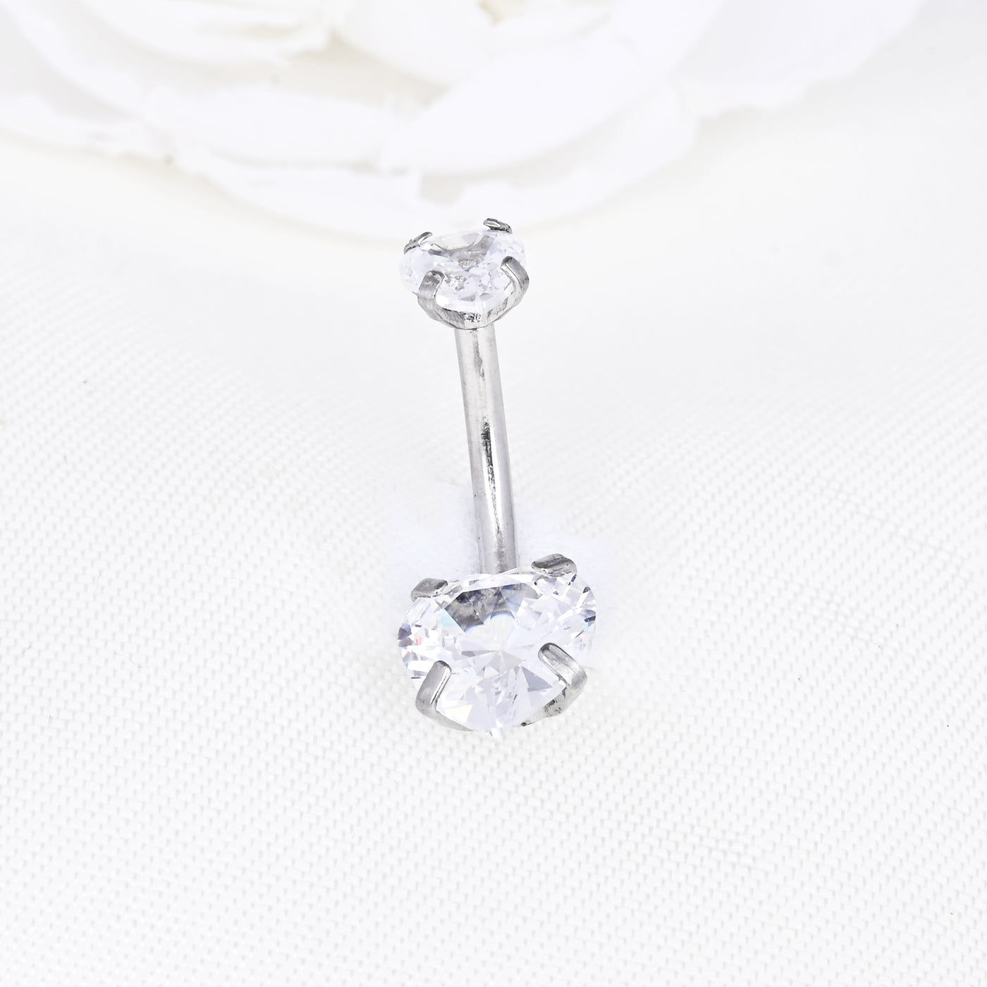 Clear Crystal Heart Belly Button Ring
