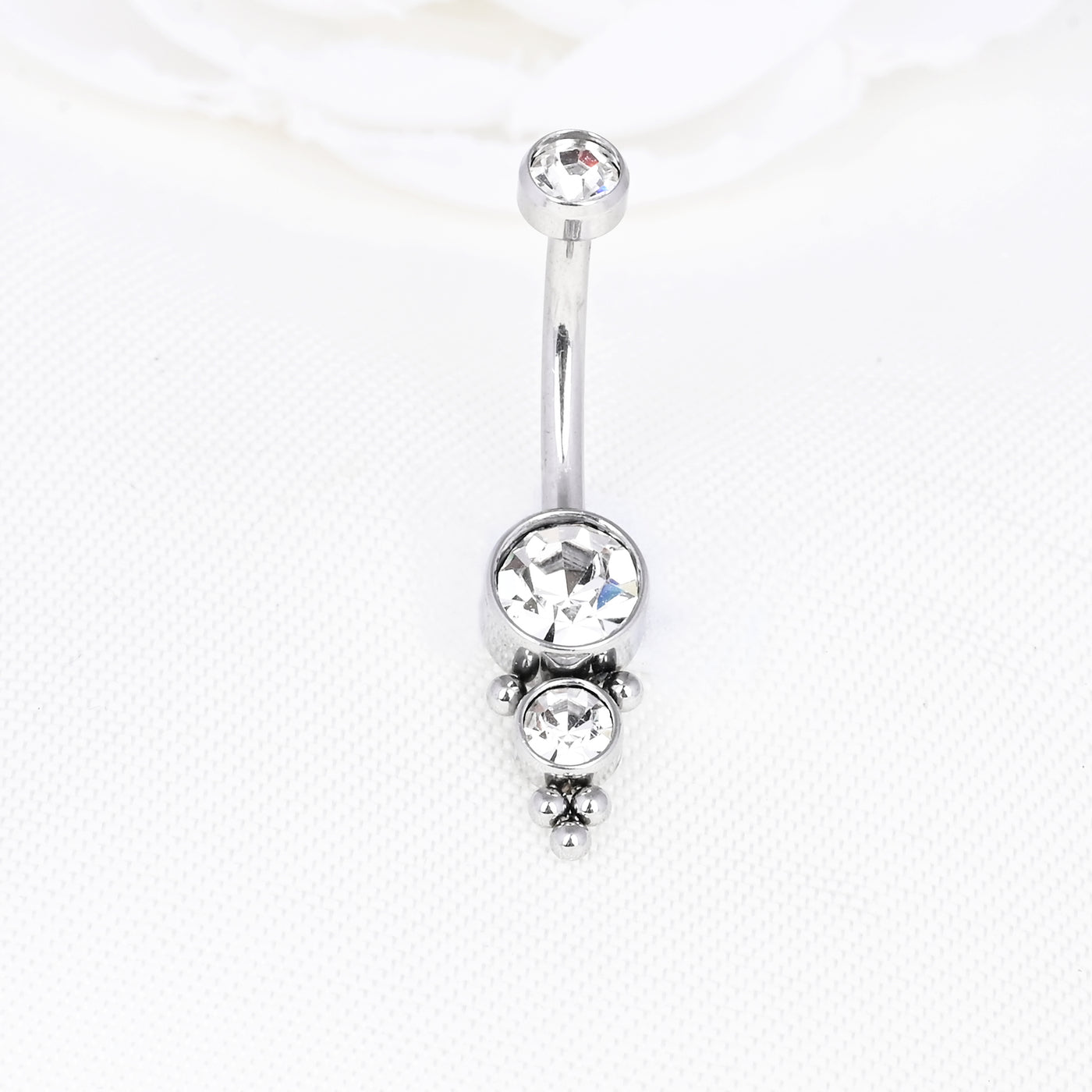 14G  Clear Gems Belly Button Ring