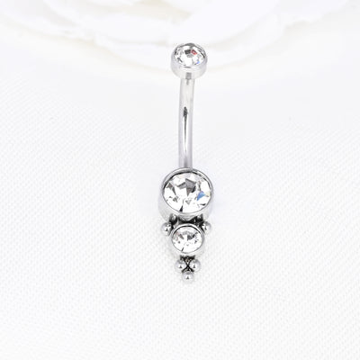 14G  Clear Gems Belly Button Ring