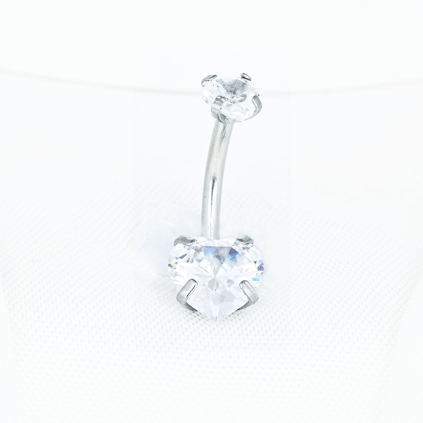 Clear Crystal Heart Belly Button Ring