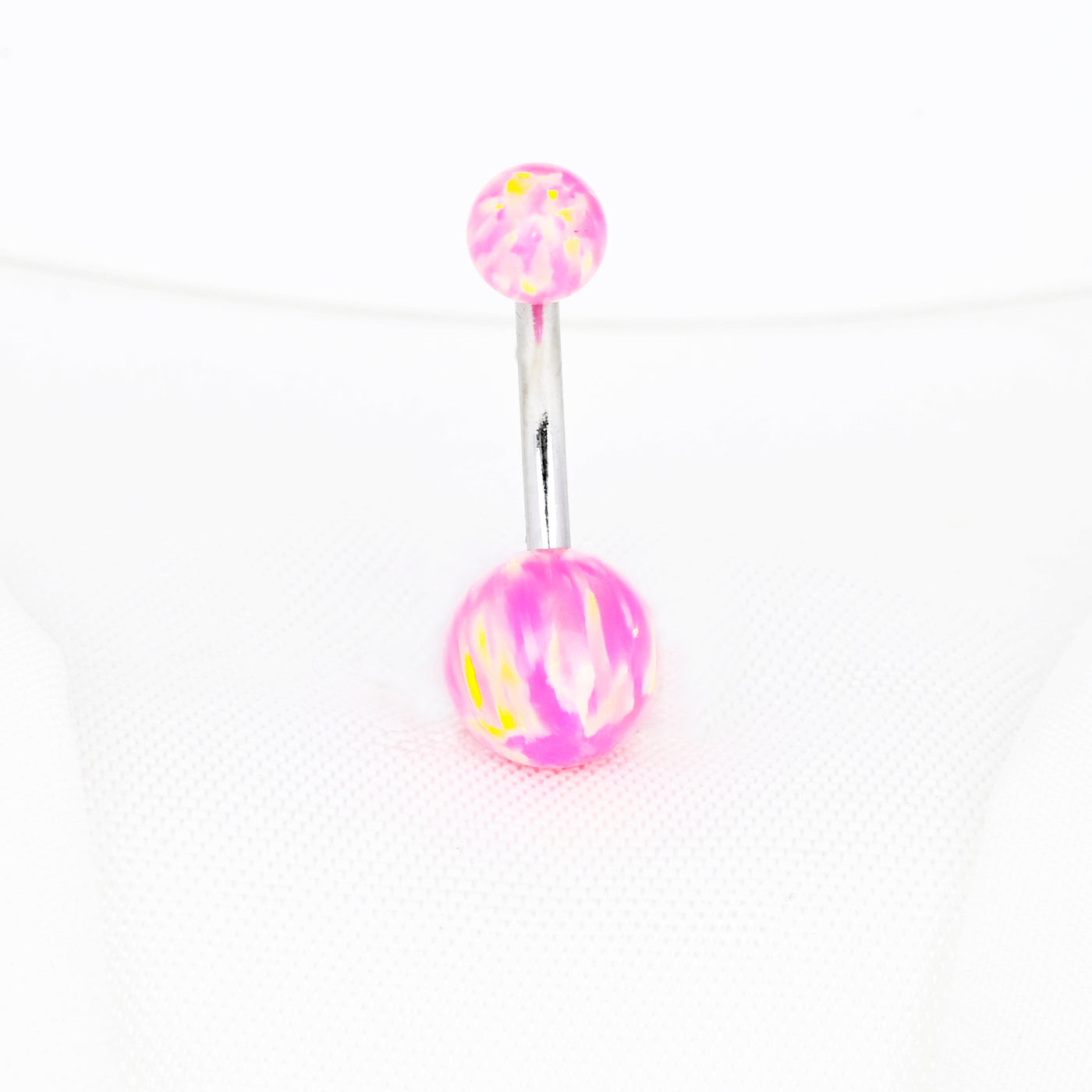 Round Pink Opal Belly Button Ring