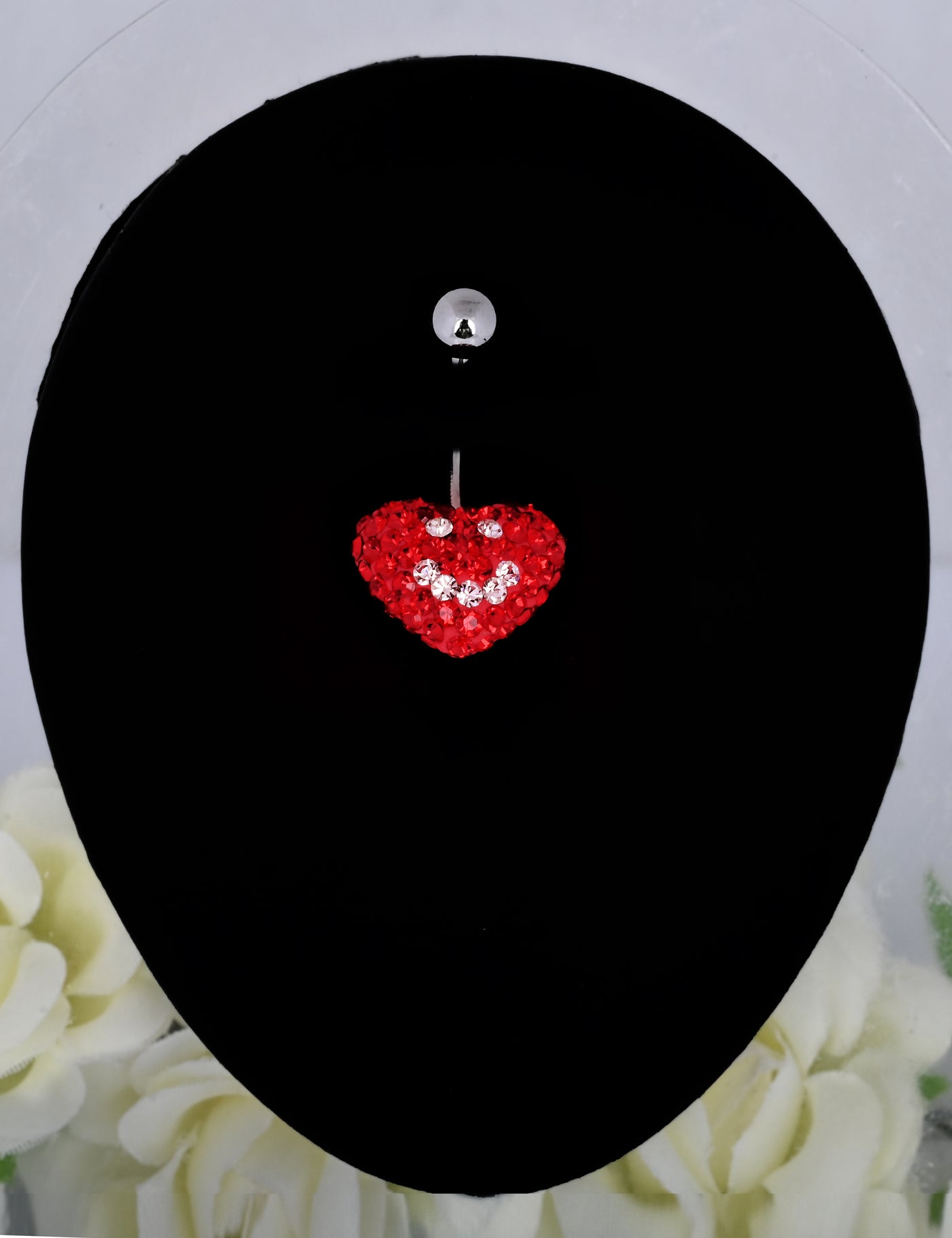 Crystal Red Heart Belly Button Ring
