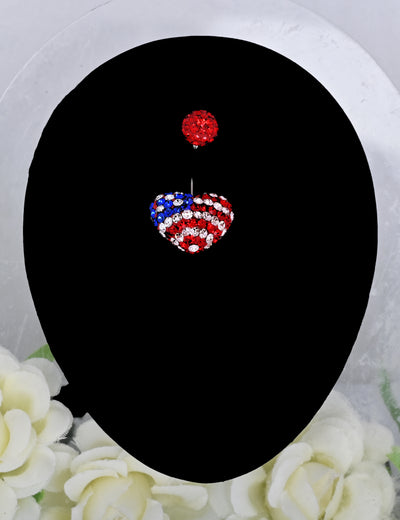 American Flag Heart Shaped Navel Ring
