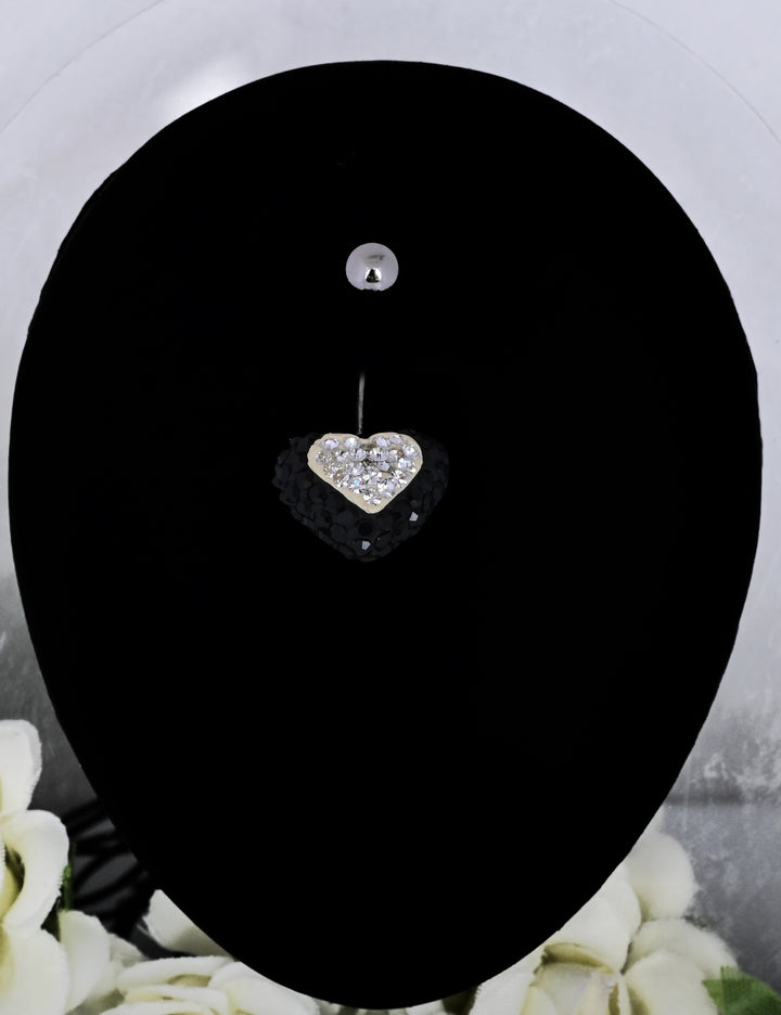 Black Heart CZ Belly Button Ring