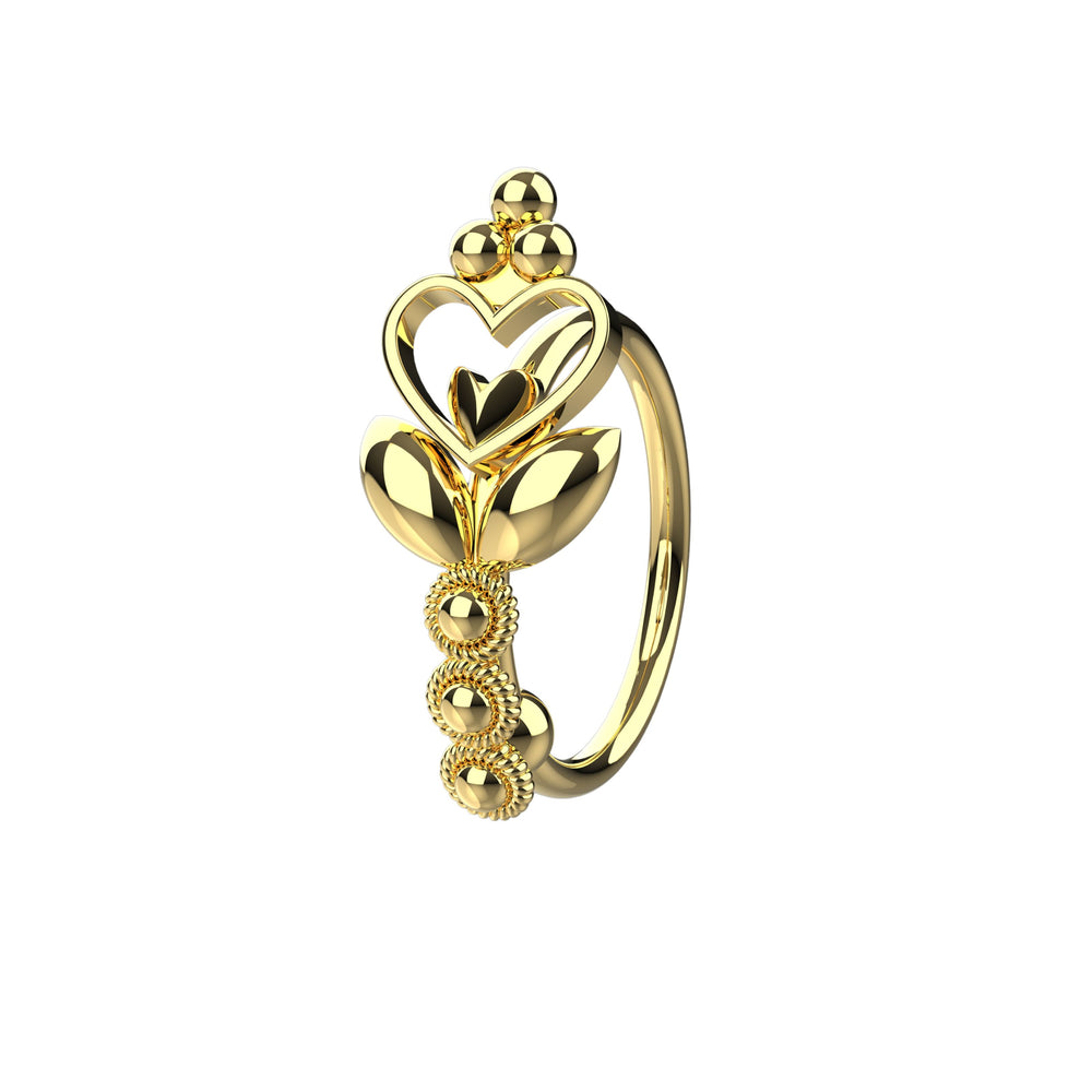 Heartbeat design gold nose hoop