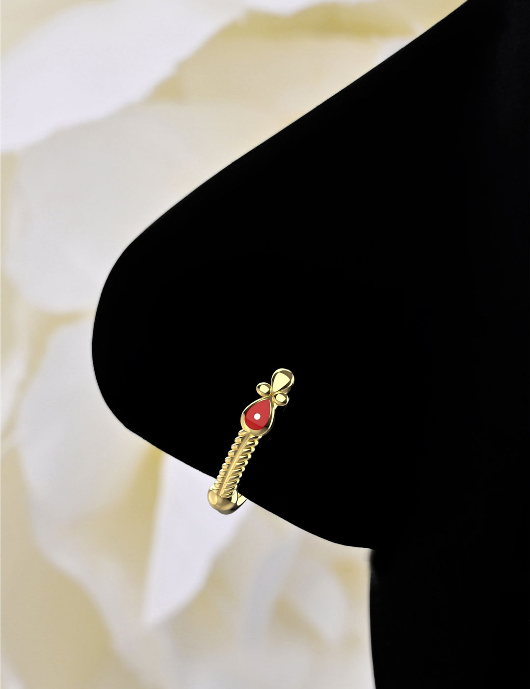 Thin gold nose hoop