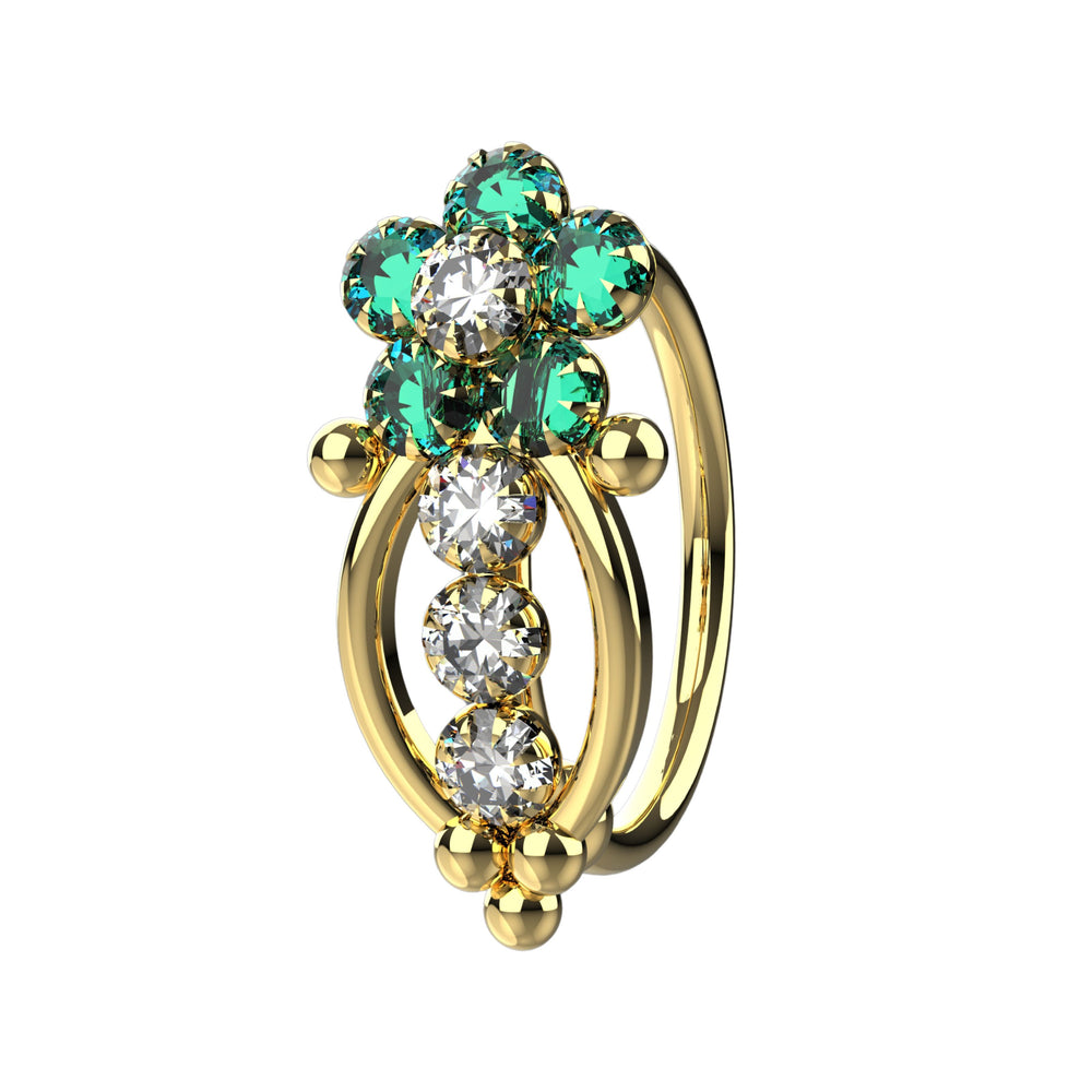 Gold hoop nose piercing