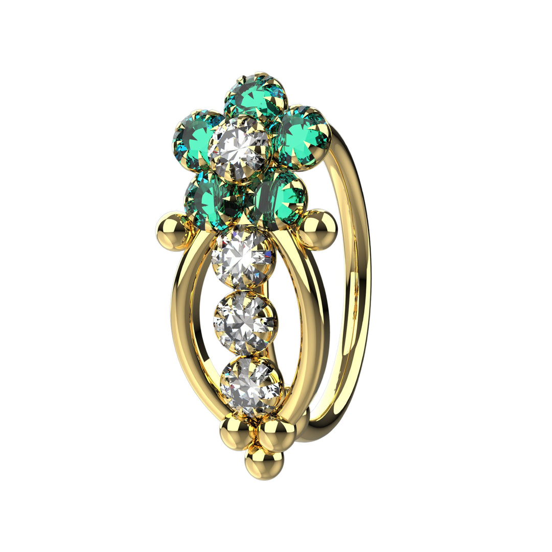 Gold hoop nose piercing