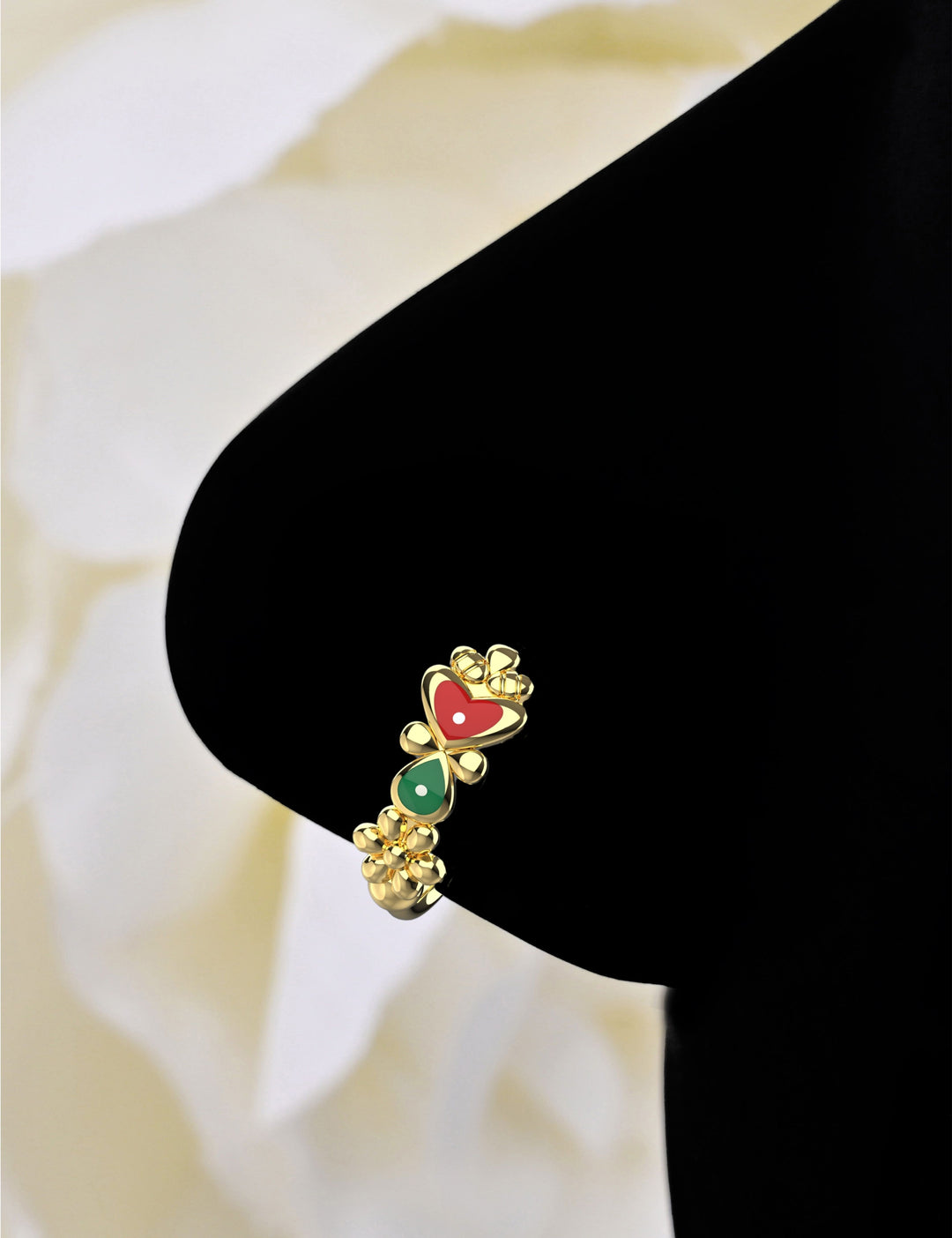 Delicate gold hoop for nose piercing