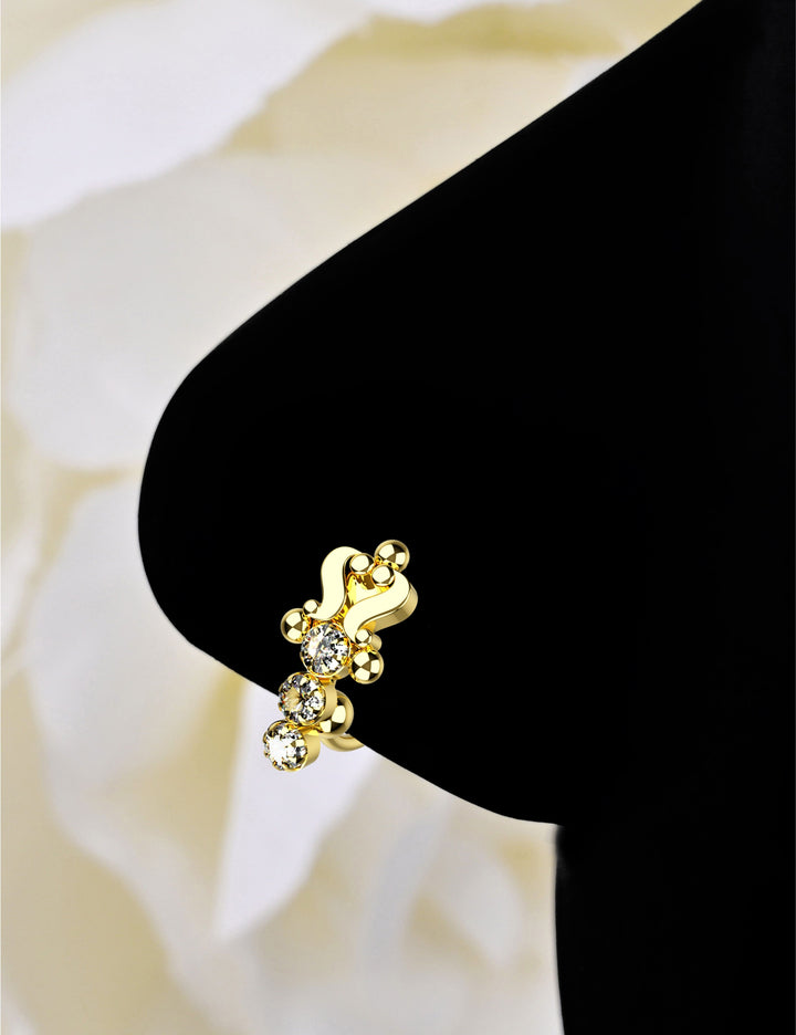 14k gold zig zag huggie nose hoop – bold and stylish nose jewelry