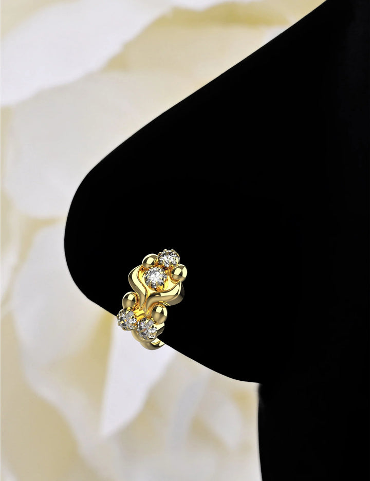 Gold hoop nose ring with charm