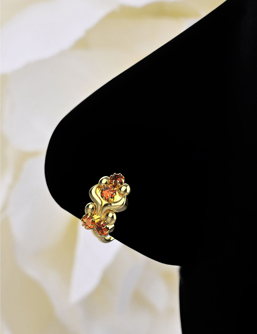 Gold hoop nose ring with charm