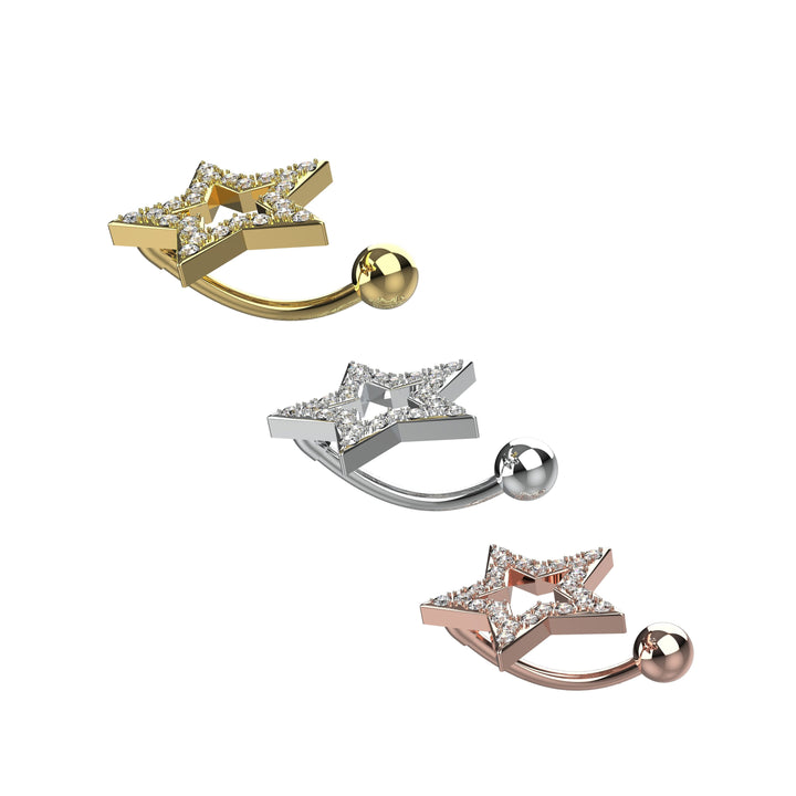 Reverse belly button ring – gold star design
