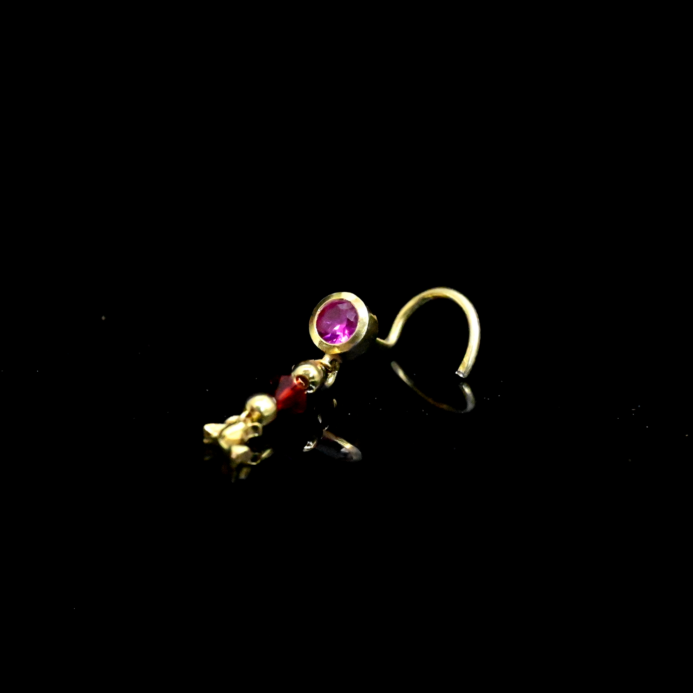 14ct Gold Plated Dangling Fish Nose Stud