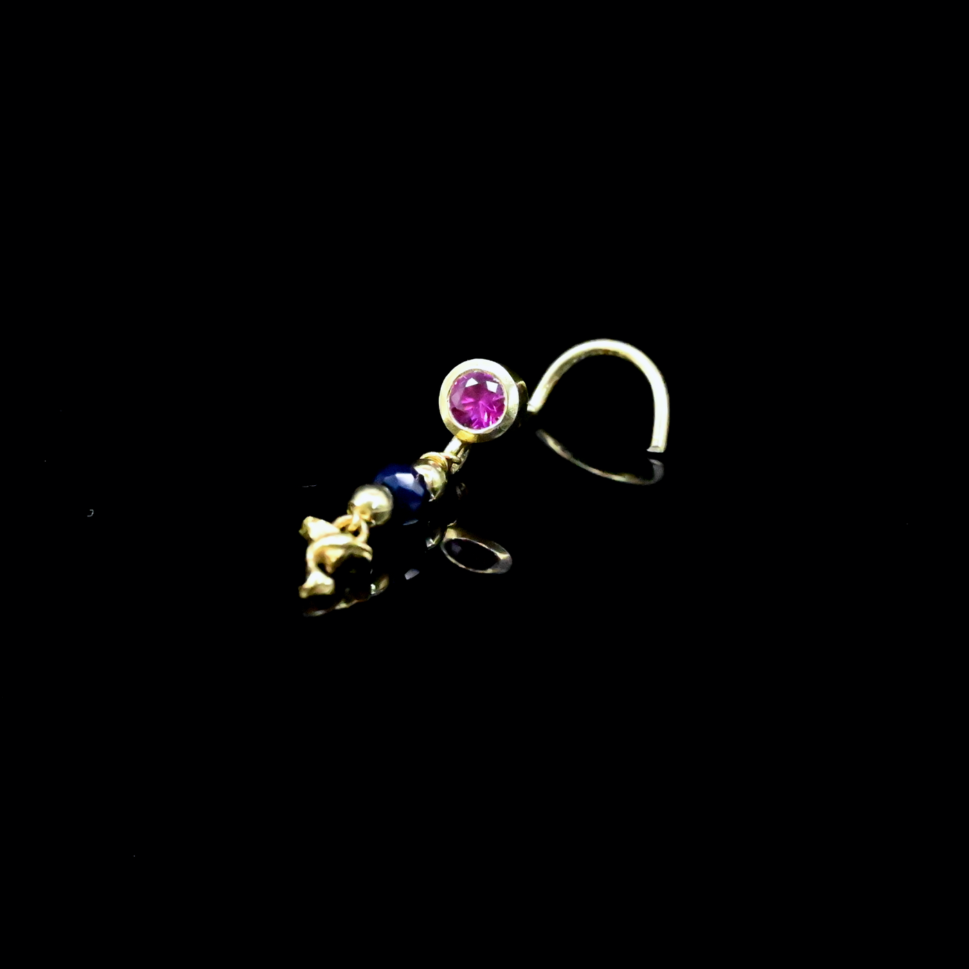 Gold Plated Dangling Fish Nose Stud