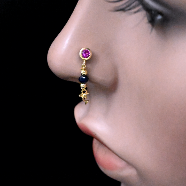 Gold Plated Dangling Fish Nose Stud