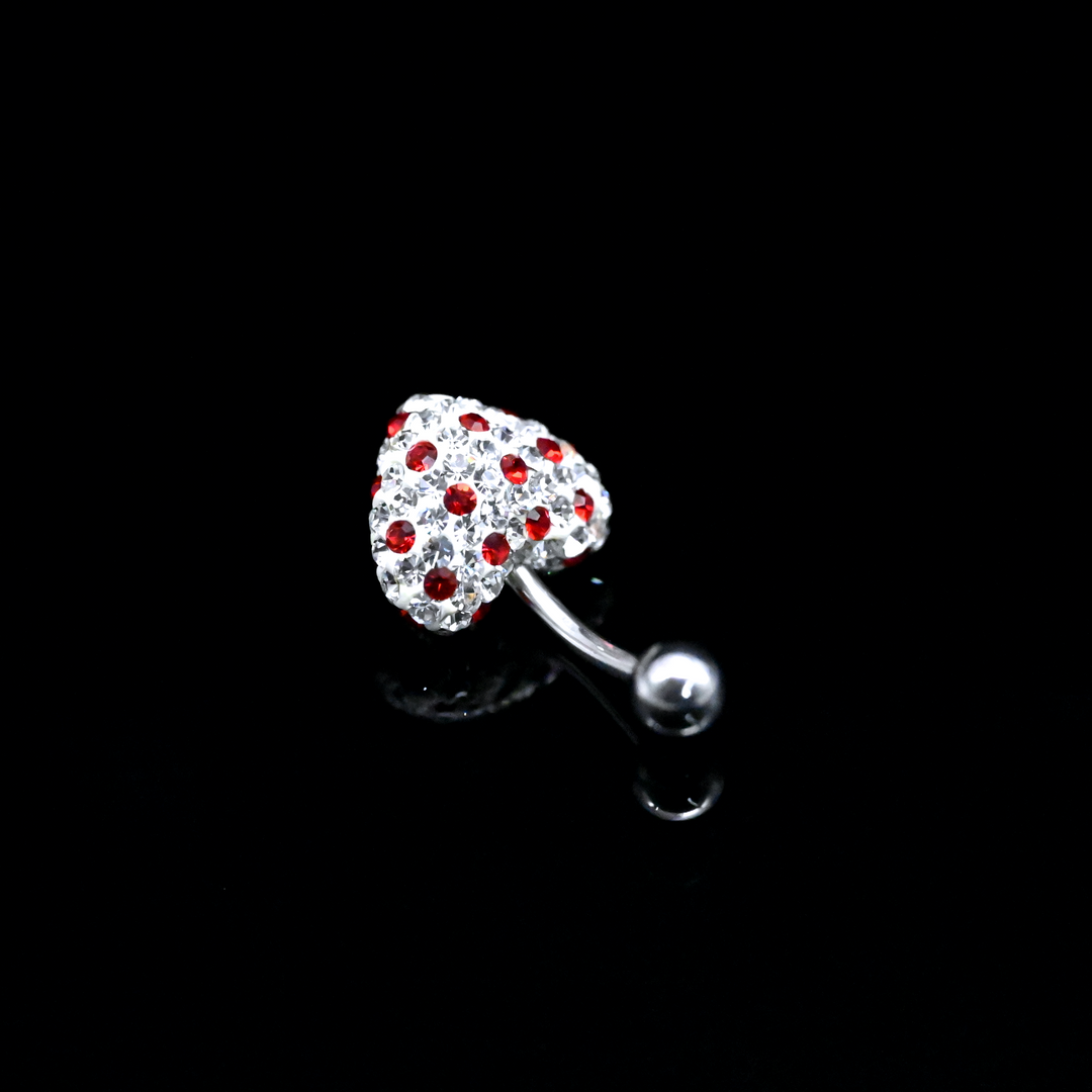 Clear Crystal Heart Shaped Belly Button Ring