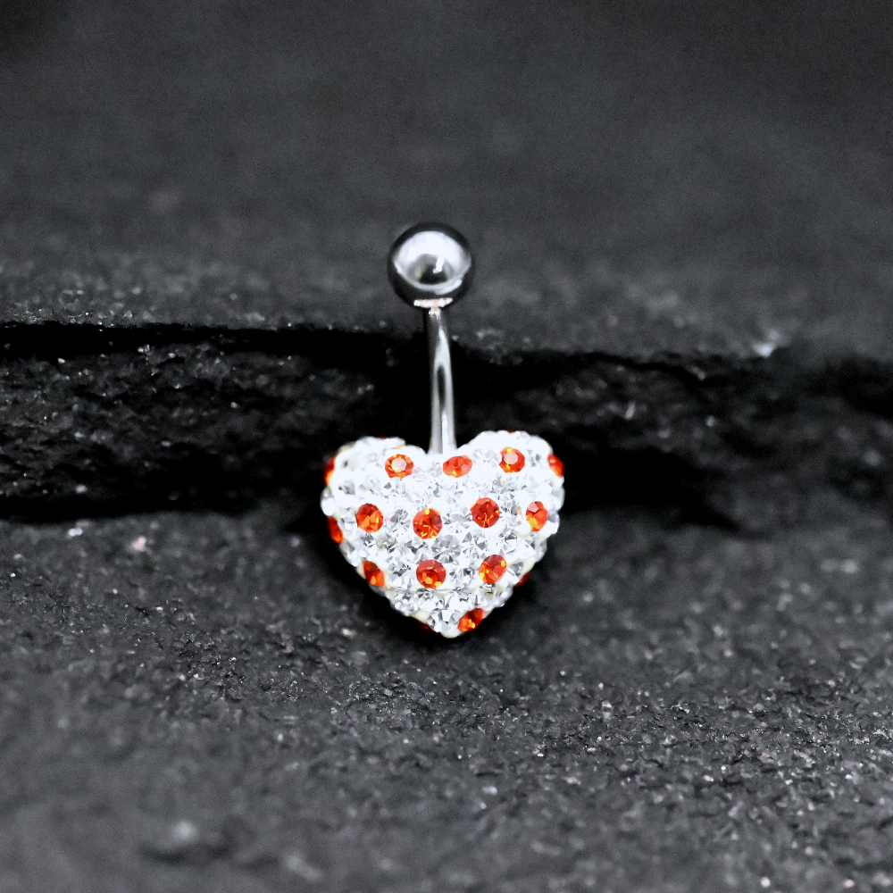 Clear Crystal Heart Shaped Navel Ring