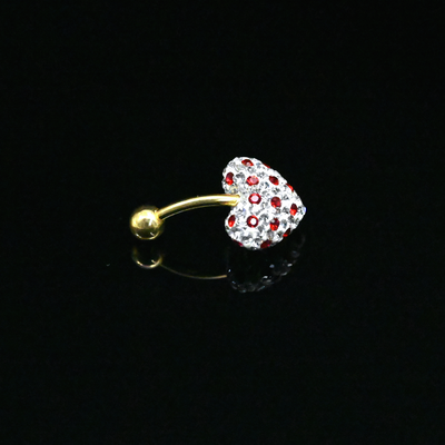 Clear Crystal Heart Shaped Belly Button Ring