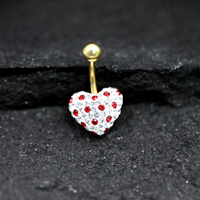 Clear Crystal Heart Shaped Belly Button Ring