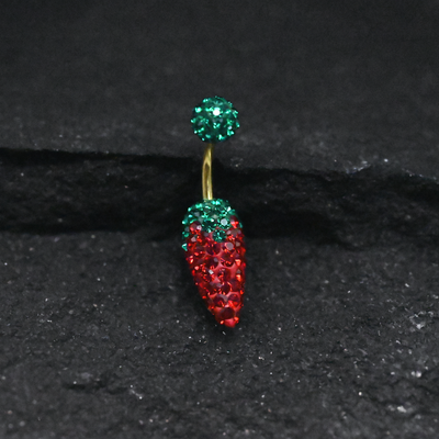 Red Chilly CZ Stones Navel Ring