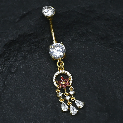 Flower Dangling Belly Button Ring