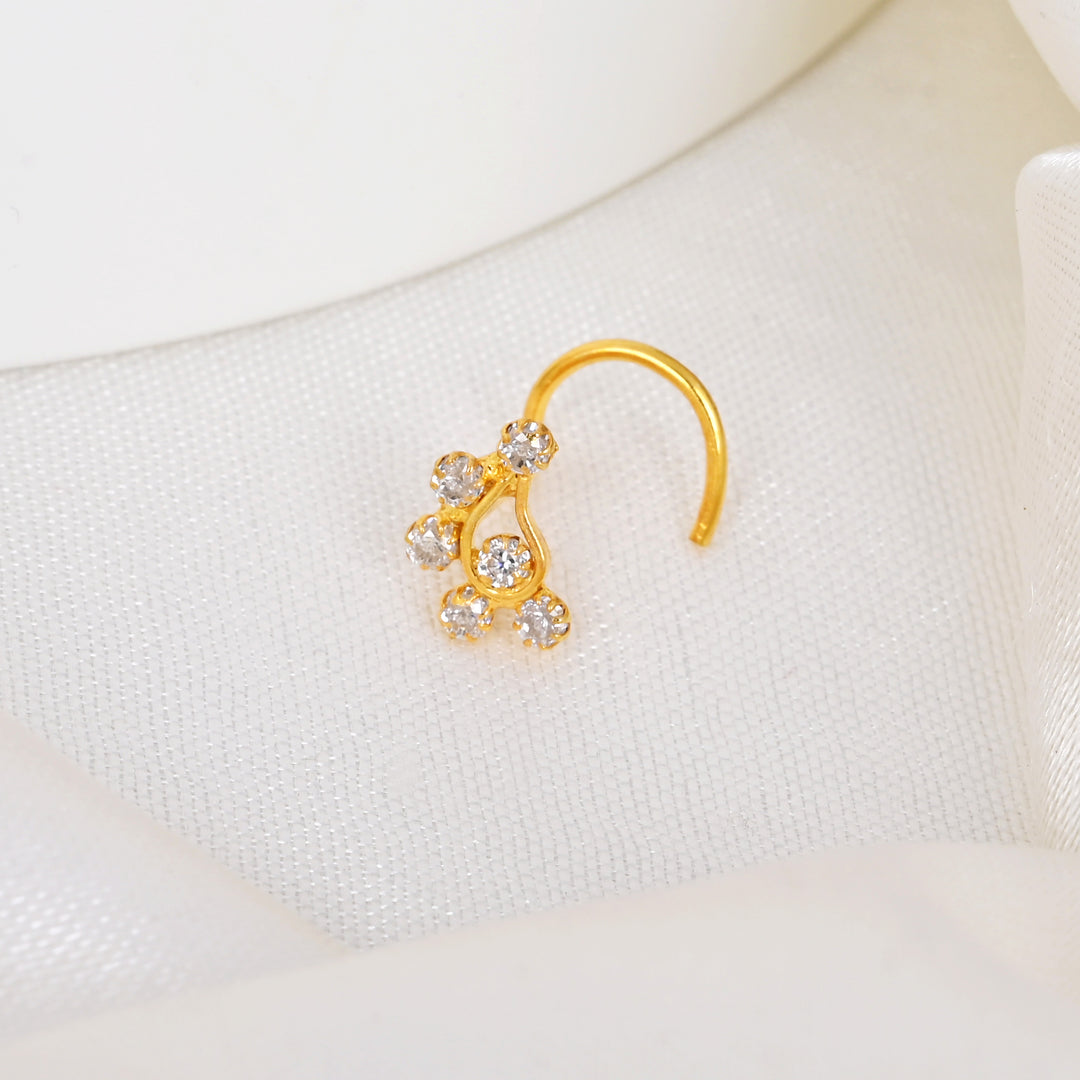 Flower Pot Crystal Clear Corkscrew Nose Stud