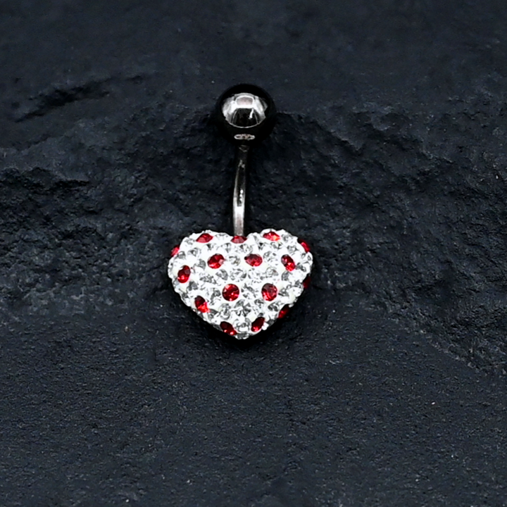 Clear Crystal Heart Shaped Belly Button Ring