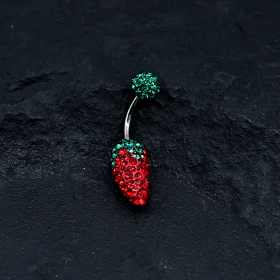 Red Chilly CZ Stones Navel Ring