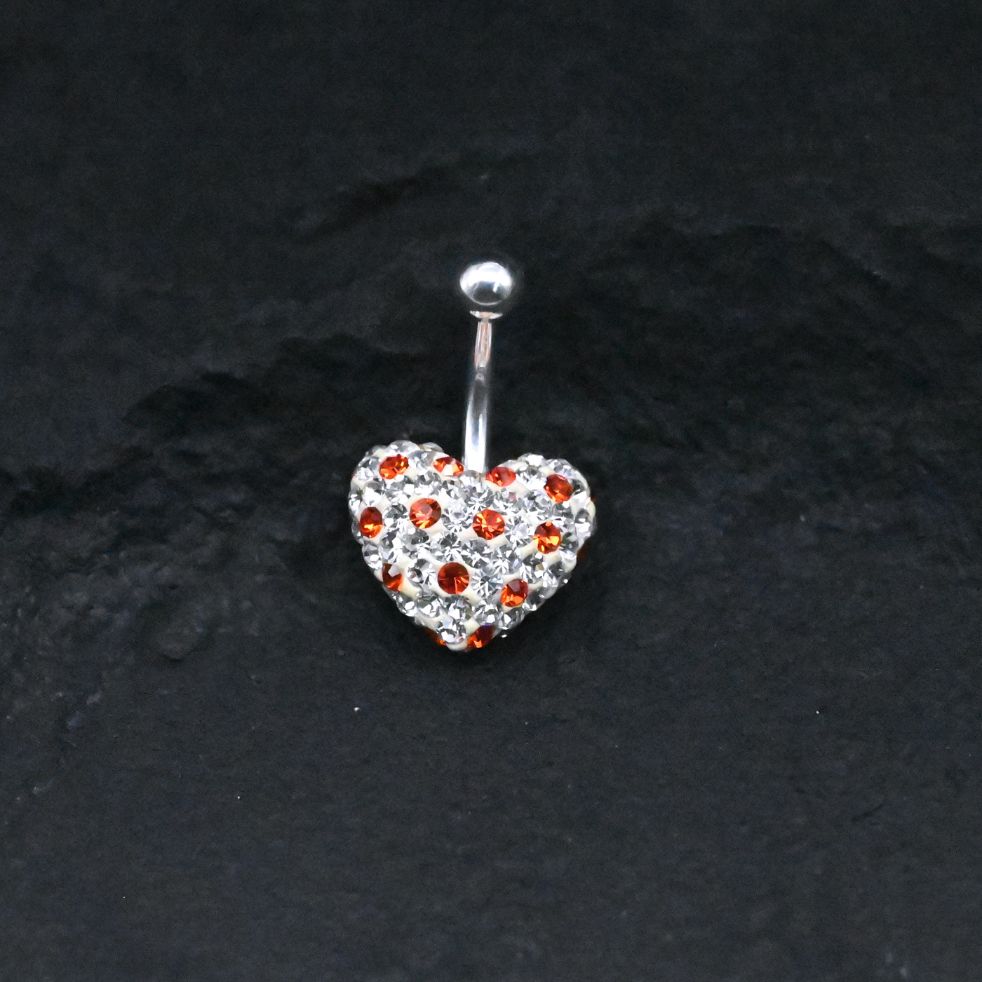 Clear Crystal Heart Shaped Navel Ring