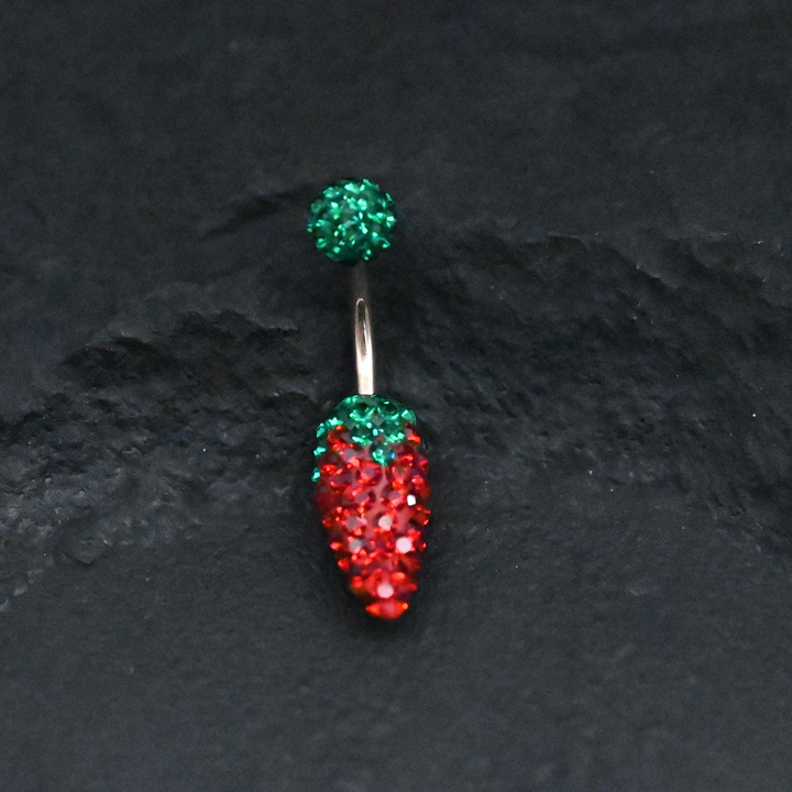 Red Chilly CZ Stones Navel Ring