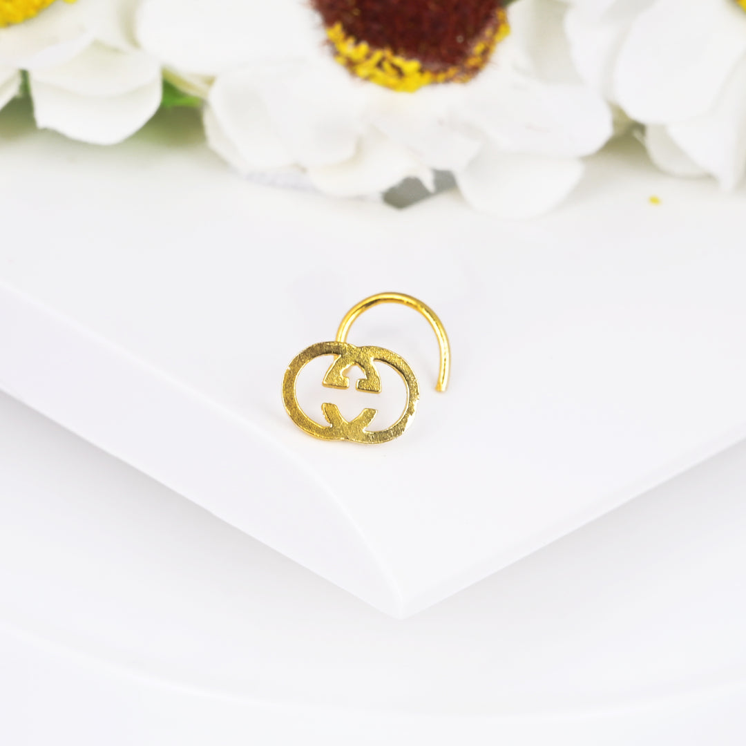 Renowned Brand Logo Gold Nose Pin