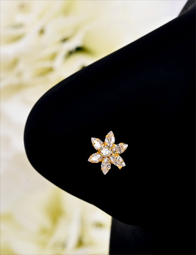 Crystal Clear Flower Nose Pin